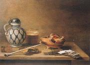 Pieter Claesz Style life with stein oil